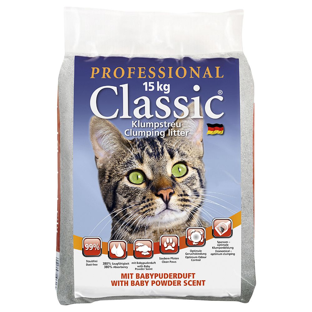ProfeΒional ClaΒic Cat Litter With Baby Powder Scent – Economy Pack 2 X 15kg